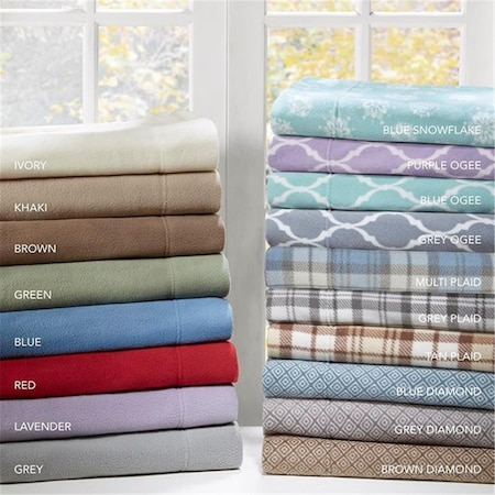 True North By Sleep Philosophy True North Polyester Knitted Micro Fleece Printed Sheet Set, Grey Plaid, King SHET20-999